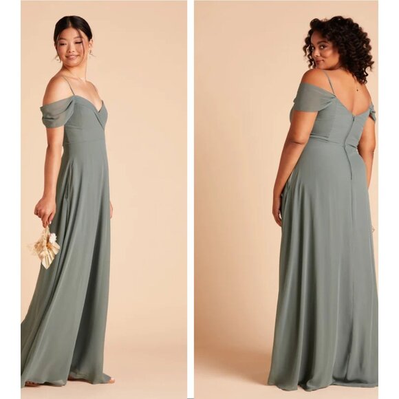 Birdy Grey Spence Convertible Dress Chiffon Sage Green Sz Medium Womens Bridesma - Picture 1 of 14